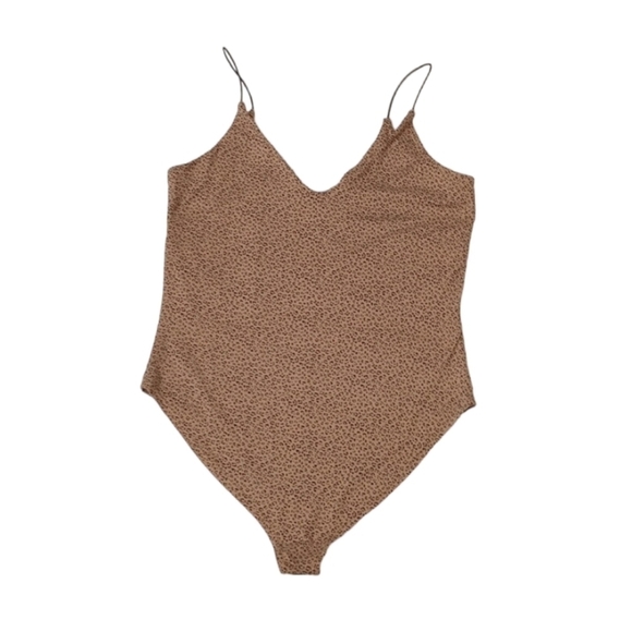 Gaze Womens Bodysuit Sz M Brown Leopard Fall Layering Base Autumn Halloween Soft - Picture 7 of 7